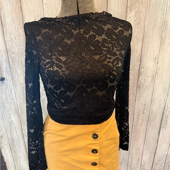 SHEIN Tops - Black Floral Lace Blouse